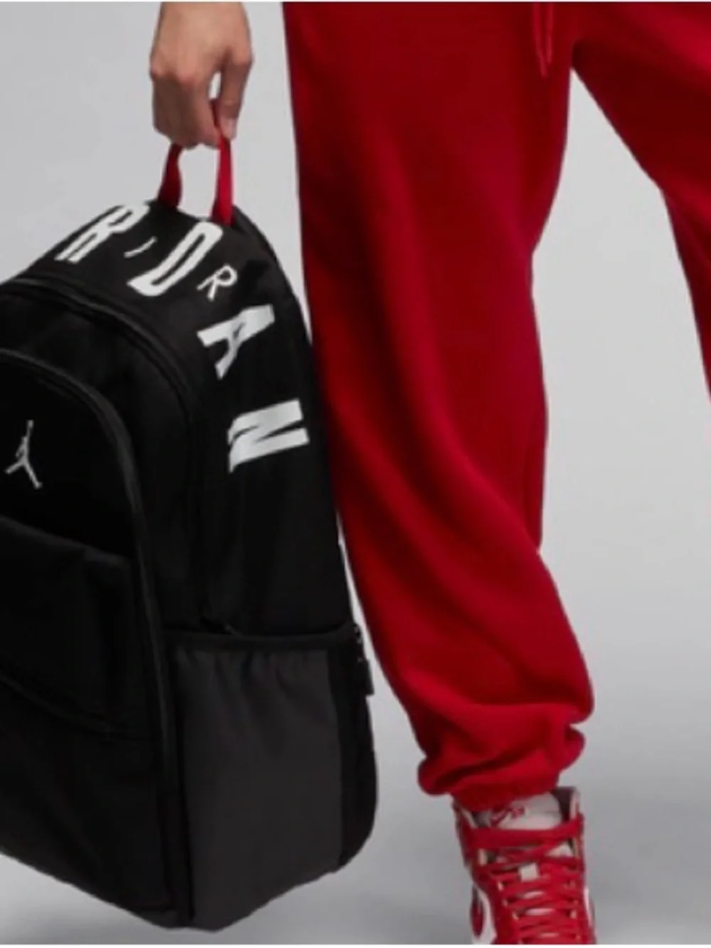 Jordan Black Backpack with Red Accents and White Jumpman